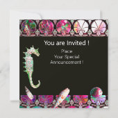 ZEPAARDJES STRAND HUWELIJK MONOGRAM, Roze zwart Kaart (Achterkant)