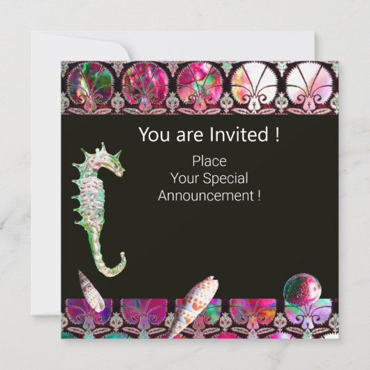 ZEPAARDJES STRAND HUWELIJK MONOGRAM, Roze zwart Kaart (Achterkant)