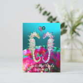 ZEPAARDJES VERLIEFDE, BLAUWE ROZE PARELMOER, Save  Aankondigingskaart (Staand voorkant)