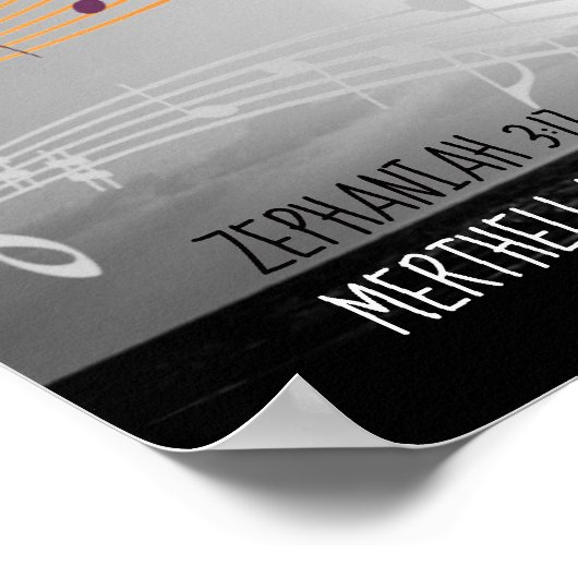 Zeph 3:17 MIJN GOD ZITTEN OVER MIJ AANGEPASTE GRAY Poster (Hoek)