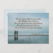 Zephaniah 3:17 Geniet van je met zingen. Briefkaart (Voorkant / Achterkant)