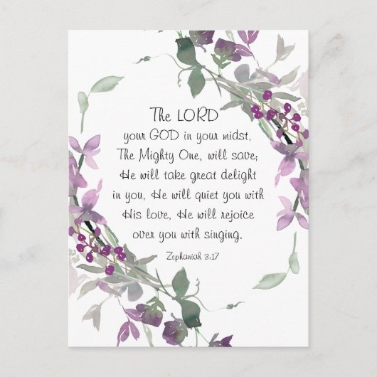Zephaniah 3:17 Hij is blij met je Briefkaart (Voorkant)