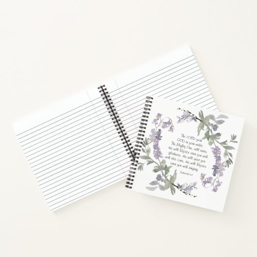 Zephaniah 3:17 Hij zal blij zijn met je Notitieboek (Binnen)