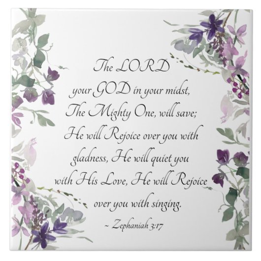 Zephaniah 3:17 Hij zal blij zijn met je Tegeltje (Voorkant)