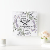 Zephaniah 3:17 Hij zal blij zijn met je Vierkante Klok (Huis)