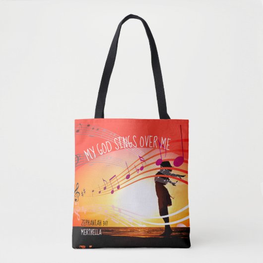 Zephaniah 3:17 MIJN GOD ZINGEN OVER ME Rode Christ Tote Bag (Voorkant)