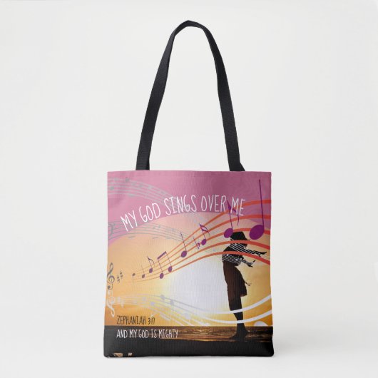 Zephaniah 3:17 MIJN GOD ZINGEN OVER ME Roze Christ Tote Bag (Voorkant)