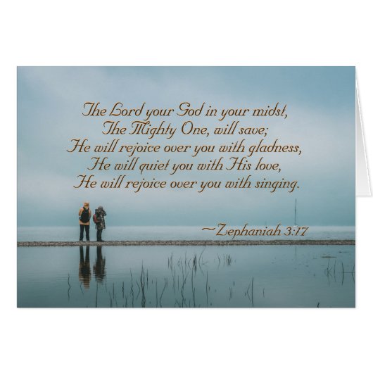 Zephaniah 3 Hij zal blij zijn met je kaart (Voorkant Horizontaal)