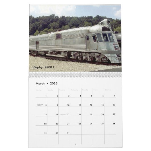 Zephry Trains Kalender (Mar 2026)