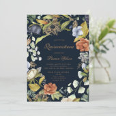 zephyr blue floral quinceanera fotokaart save the date (Staand voorkant)