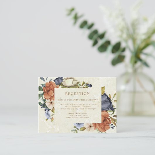 zephyr elegante bloemige trouwreceptie  informatiekaartje (Staand voorkant)