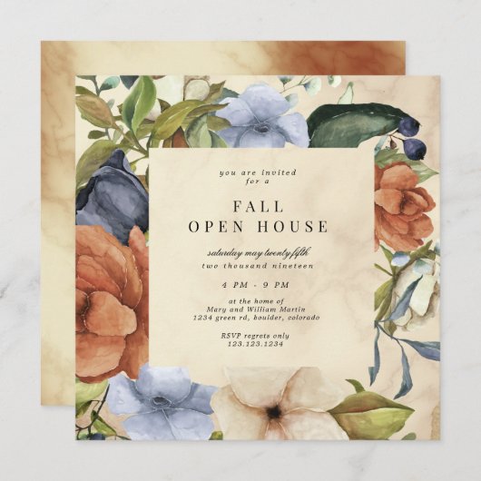 Zephyr Herfst Elegant Bloemenplein Open Huis Kaart (Voorkant / Achterkant)