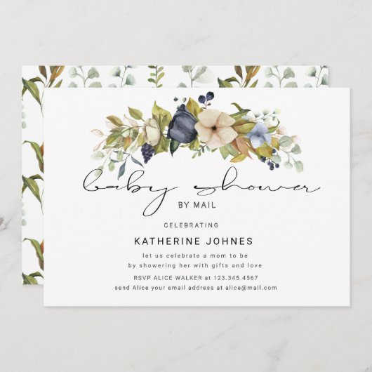 zephyr herfst floral virtual baby shower uitnodigi (Voorkant / Achterkant)
