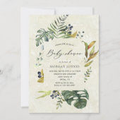 Zephyr tropische florale baby shower Uitnodiging (Voorkant)