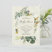 Zephyr tropische florale baby shower Uitnodiging (Staand voorkant)