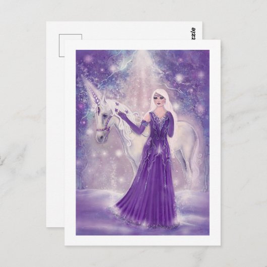 Zephyr unicorn en sprookkunst van Renee Lavoie Briefkaart (Voorkant / Achterkant)