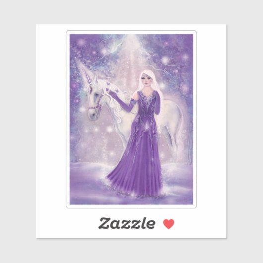 Zephyr unicorn en sprookkunst van Renee Lavoie Sticker (Vel)