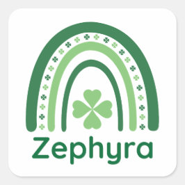 Zephyra Naam Clover Boho Rainbow Vierkante Sticker