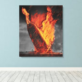 Zeppelin Airship Hindenburg Disaster Colorized Canvas Afdruk (Insitu (Houten vloer))