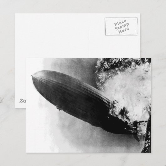 Zeppelin Burning Briefkaart (Voorkant / Achterkant)