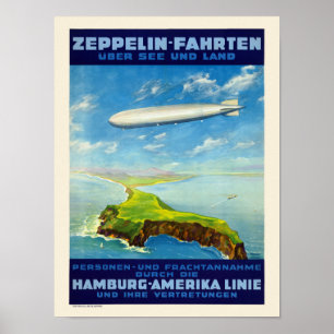 Zeppelin-Fahrten Duitsland Vintage Poster 1935