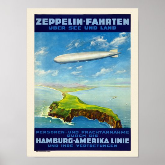 Zeppelin-Fahrten Duitsland Vintage Poster 1935 (Voorkant)