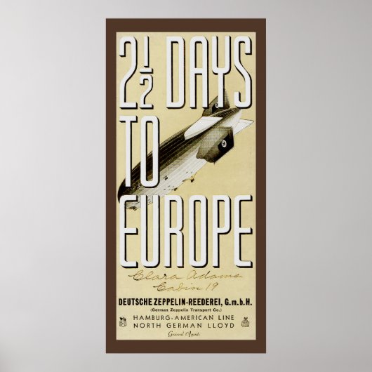 Zeppelin Hindenburg Vintage Poster (Voorkant)