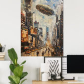  Zeppelin Luchtschip Olieverfschilderij New York M Poster (Thuiskantoor)
