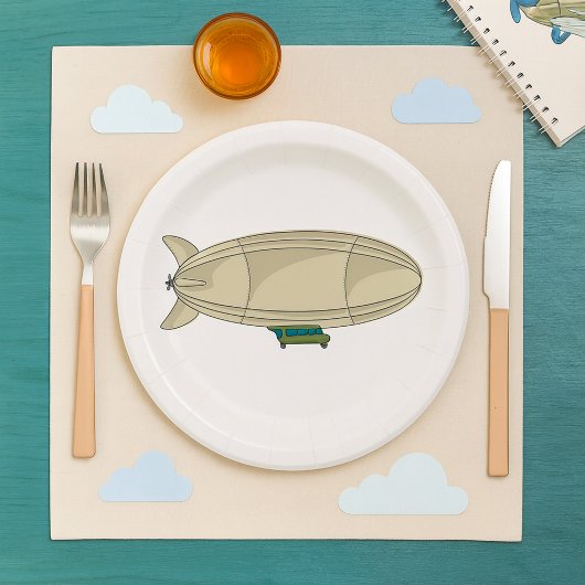 Zeppelin Luchtship Retro Sci-Fi Blimp Papieren Bordje