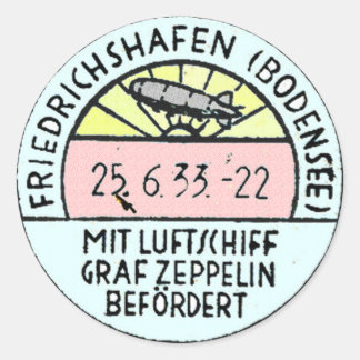 Zeppelin Ontwerp van Origineel Postmerk Ronde Sticker