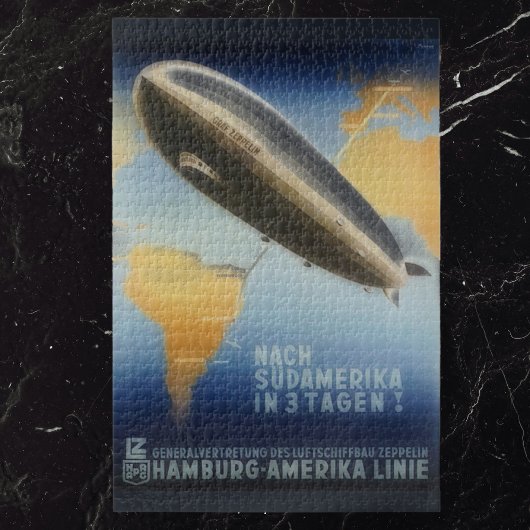 Zeppelin over de Atlantische Oceaan – Vintage Trav Legpuzzel