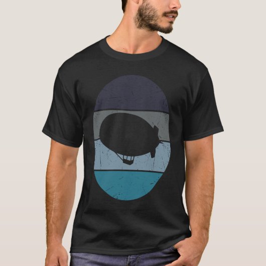 Zeppelin Retro Vintage Zonsondergang Dirigible Luc T-shirt (Voorkant)