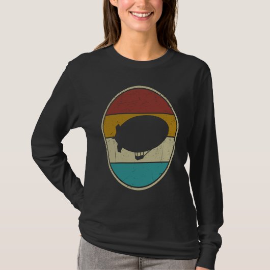 Zeppelin Retro Vintage Zonsondergang Dirigible Luc T-shirt (Voorkant)