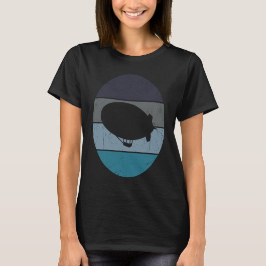 Zeppelin Retro Vintage Zonsondergang Dirigible Luc T-shirt (Voorkant)