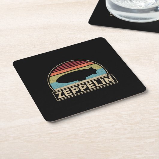 Zeppelin  Retro Zeppelin Shirt Kartonnen Onderzetters (Schuin)