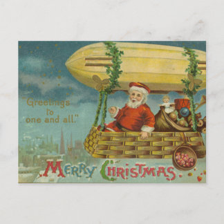 Zeppelin Santa Victoriaans Funny Christmas Feestdagenkaart