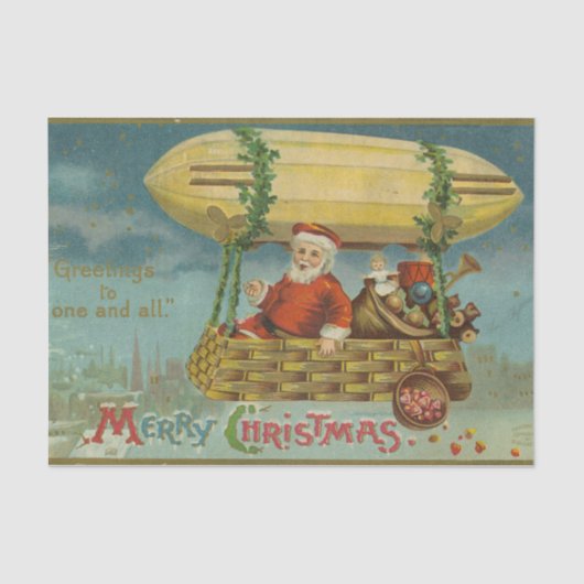 Zeppelin Santa  Victoriaans Funny Christmas Tissuepapier (Voorkant)