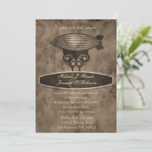 Zeppelin Steampunk Weddenschap Kaart (Staand voorkant)