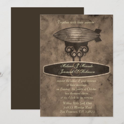 Zeppelin Steampunk Weddenschap Kaart (Voorkant / Achterkant)