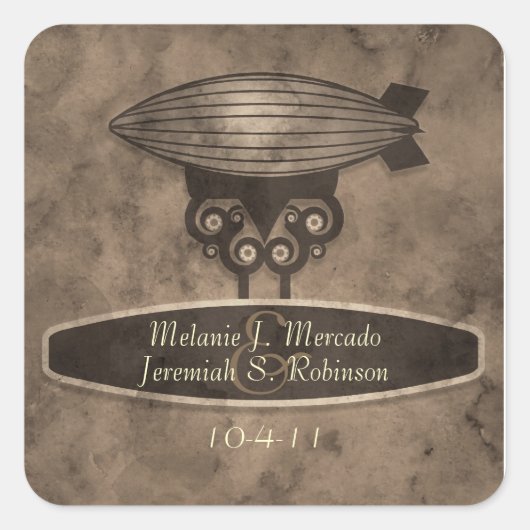Zeppelin Steampunk Wedding Sticker (Voorkant)
