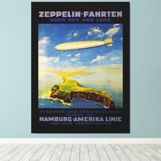 Zeppelin Trips ~ Over Zee en Land Canvas Afdruk (Insitu (Houten vloer))