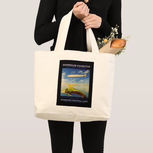 Zeppelin Trips ~ Over Zee en Land Grote Tote Bag (Voorkant (product))