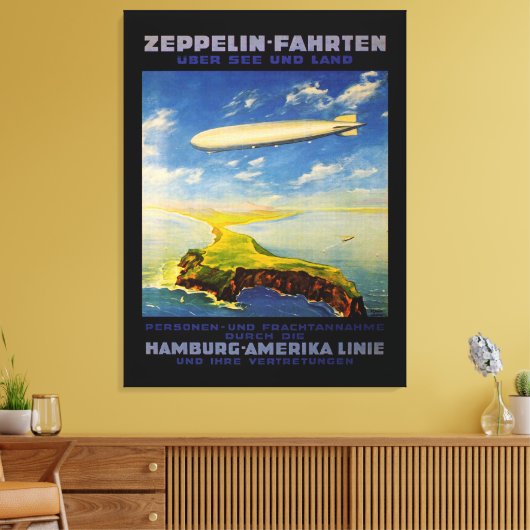 Zeppelin Trips ~ Over Zee en Land - L Canvas Afdruk (Insitu (Woonkamer))