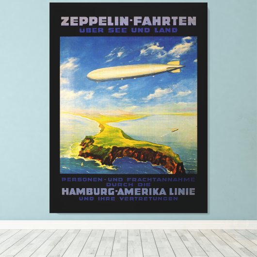 Zeppelin Trips ~ Over Zee en Land - L Canvas Afdruk (Insitu (Houten vloer))
