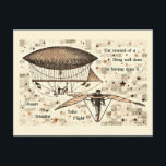 Zeppelin Vliegt Briefkaart<br><div class="desc">Mannen in vliegmachines met inspirerend woorden en citaat</div>