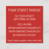 ZEPPOLE Italiaanse Fried Dough Pastry Chef Bakery Vierkante Visitekaartje (Achterkant)