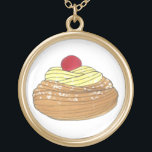 ZEPPOLE Italy Fried Dough Pastry Bakery Foodie Goud Vergulden Ketting<br><div class="desc">Met een originele markeerafbeelding van een gebakken deeg zeppola (ook bekend als een blenzi-, frittelle- of crispelli-gebak), getopt met suiker in poedervorm. Een traditioneel dessert van het straatfestival van Sint-Jozefs en een klassiek Italiaans restaurant of de bakkerij van Little Italy! Deze Italiaanse illustratie is ook beschikbaar op andere producten. Zie...</div>