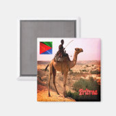 zER007 ERITREA, Camel and Rider, Africa, Fridge Magneet (Voorkant / Achterkant)