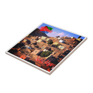 zER011 ERITRA, Dorpshuizen, Afrika, Tegeltje