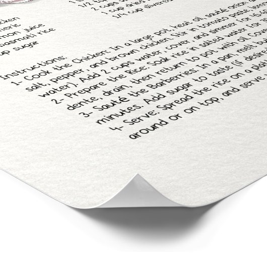 Zeresk Polo Waterverf | Perzisch eten Poster (Hoek)